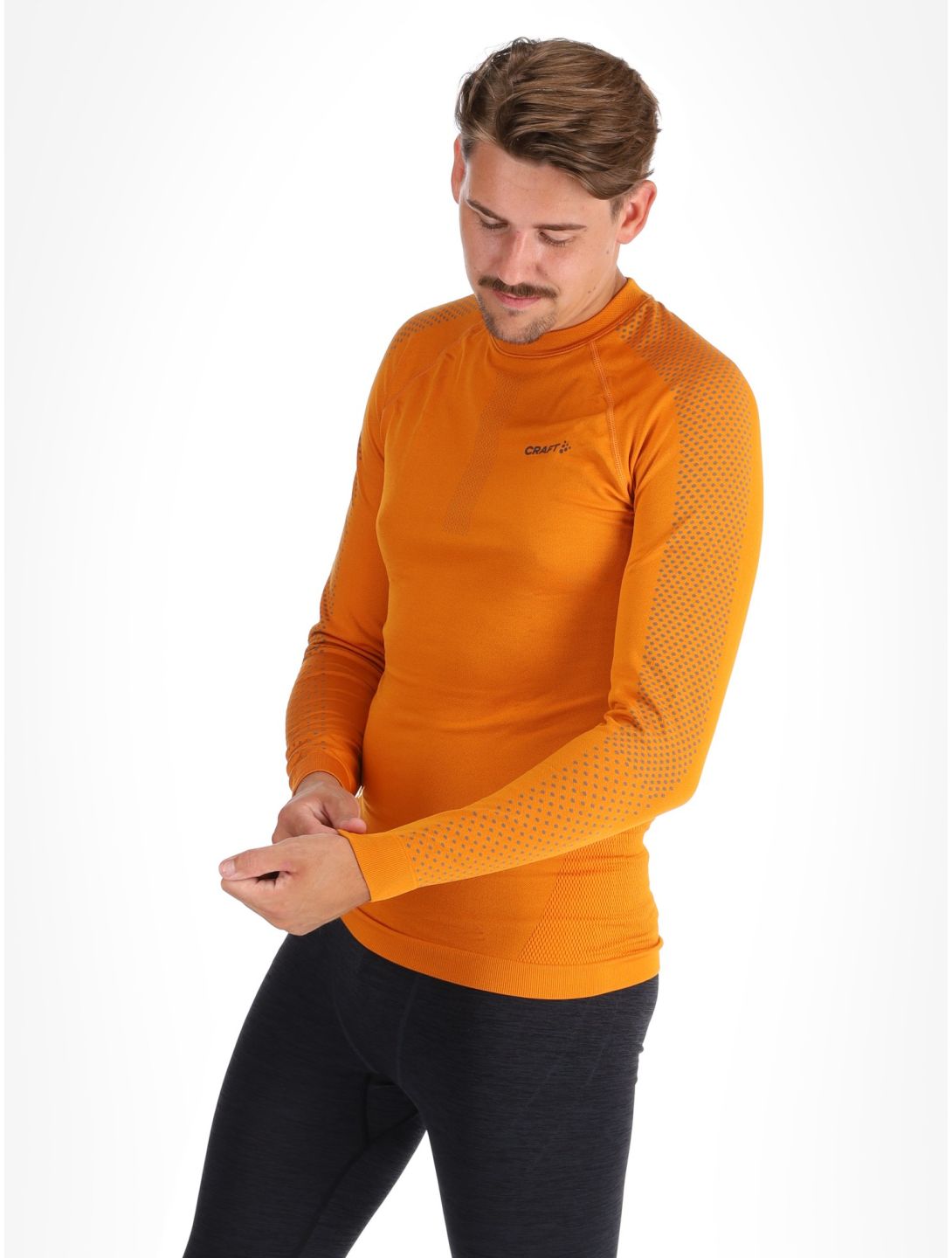 Craft, Adv Warm Intensity LS camisa termoactiva hombres Cara / Granite gris, naranja 