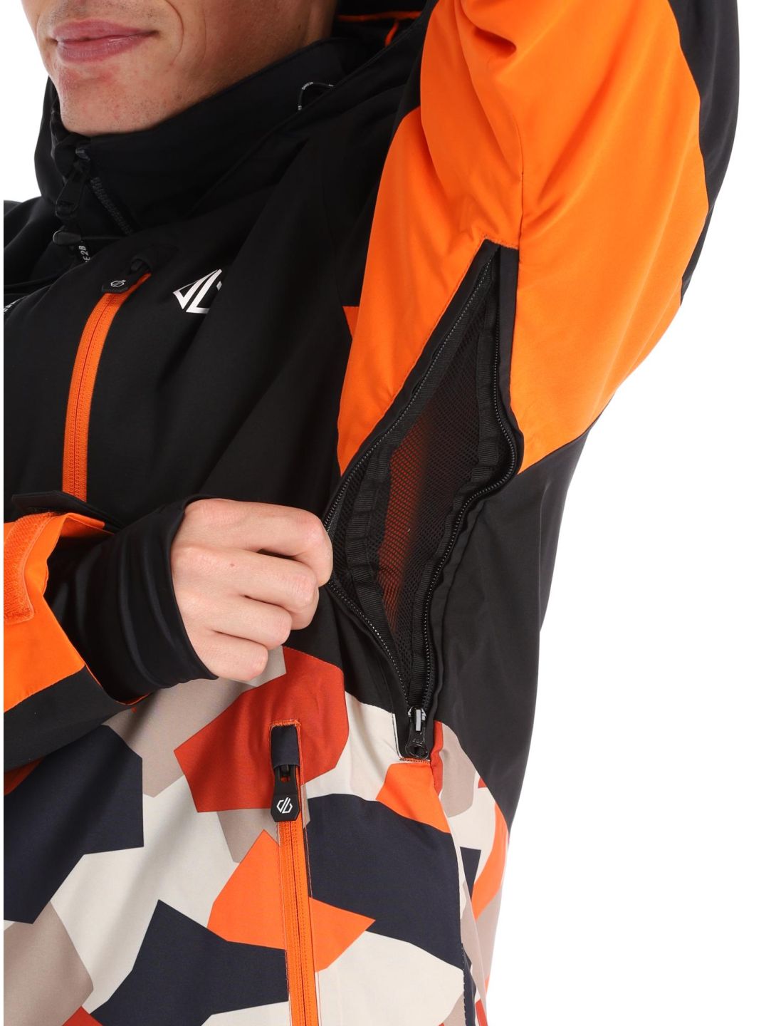 Dare2b, Baseplate chaqueta de esquí hombres Black / Puffins Orange Geo Camo Print naranja, negro 