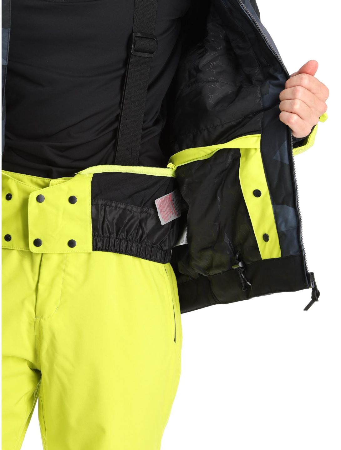 Dare2b, Baseplate chaqueta de esquí hombres Neon Spring / Black Geo Camo Print negro, verde 