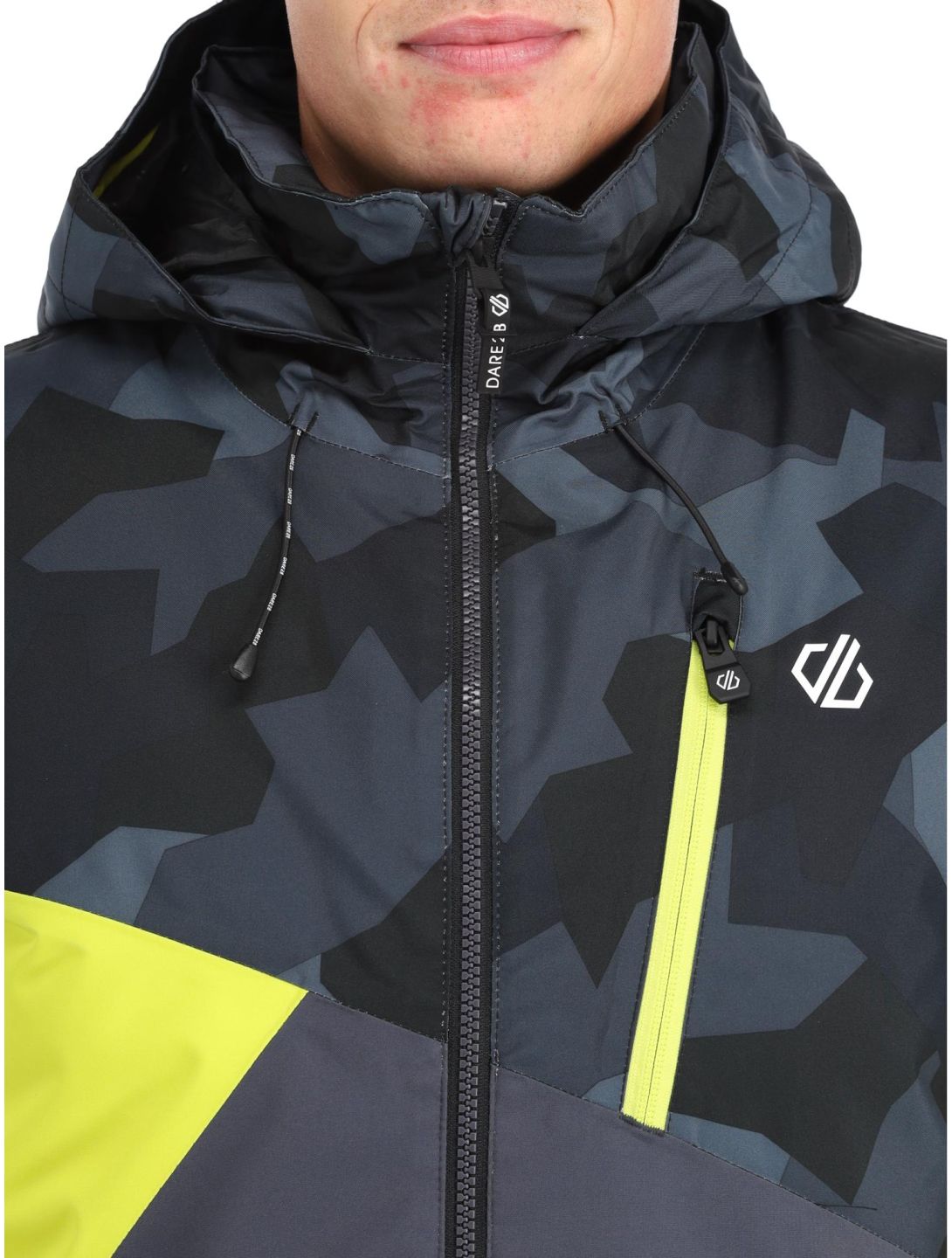 Dare2b, Baseplate chaqueta de esquí hombres Neon Spring / Black Geo Camo Print negro, verde 