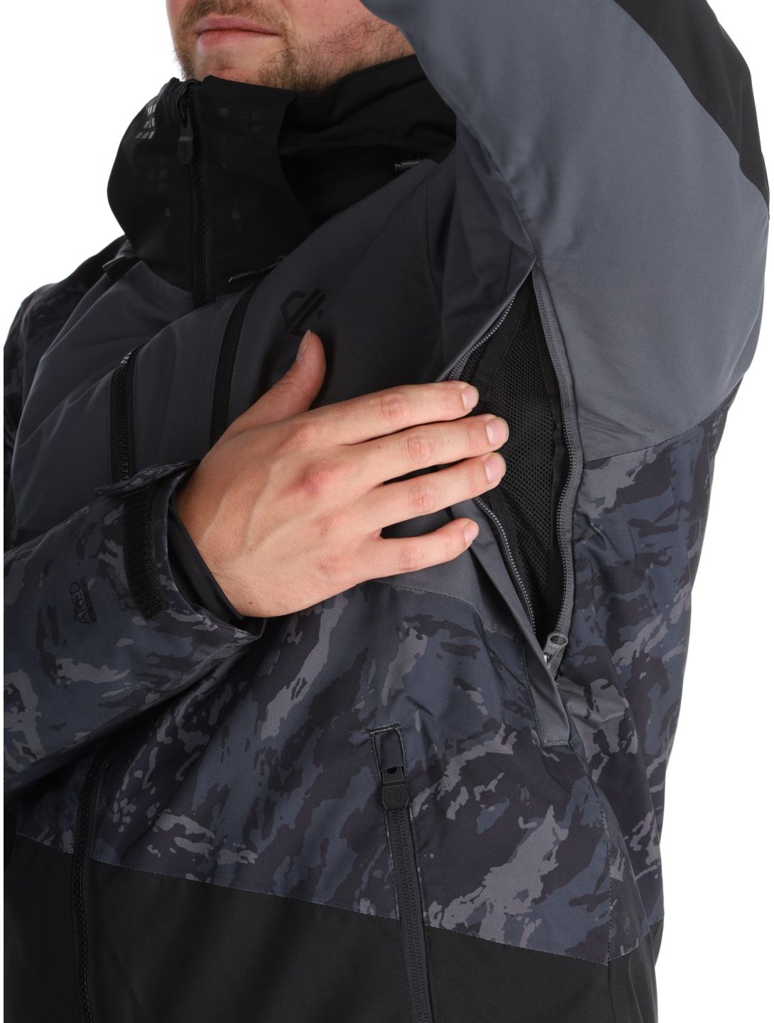 Dare2b, Baseplate II chaqueta de esquí hombres Black / Ebony Grey Mountain Print gris, negro 