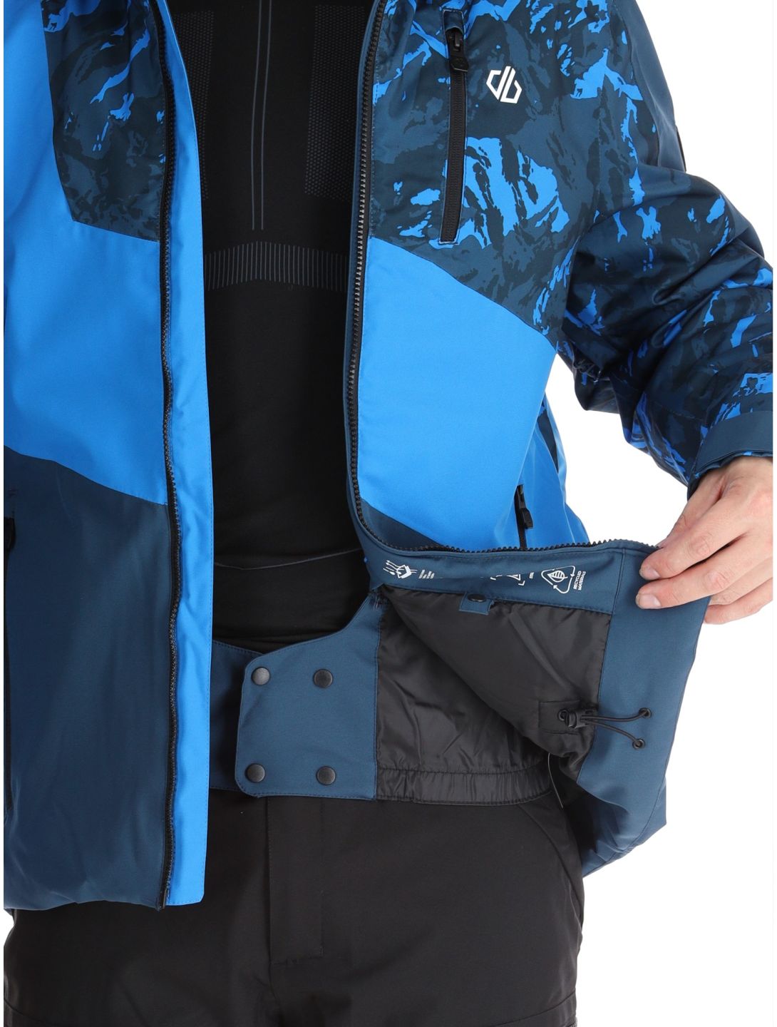 Dare2b, Baseplate II chaqueta de esquí hombres Moonlight Denim / Athletic Blue Mountain Print azul 