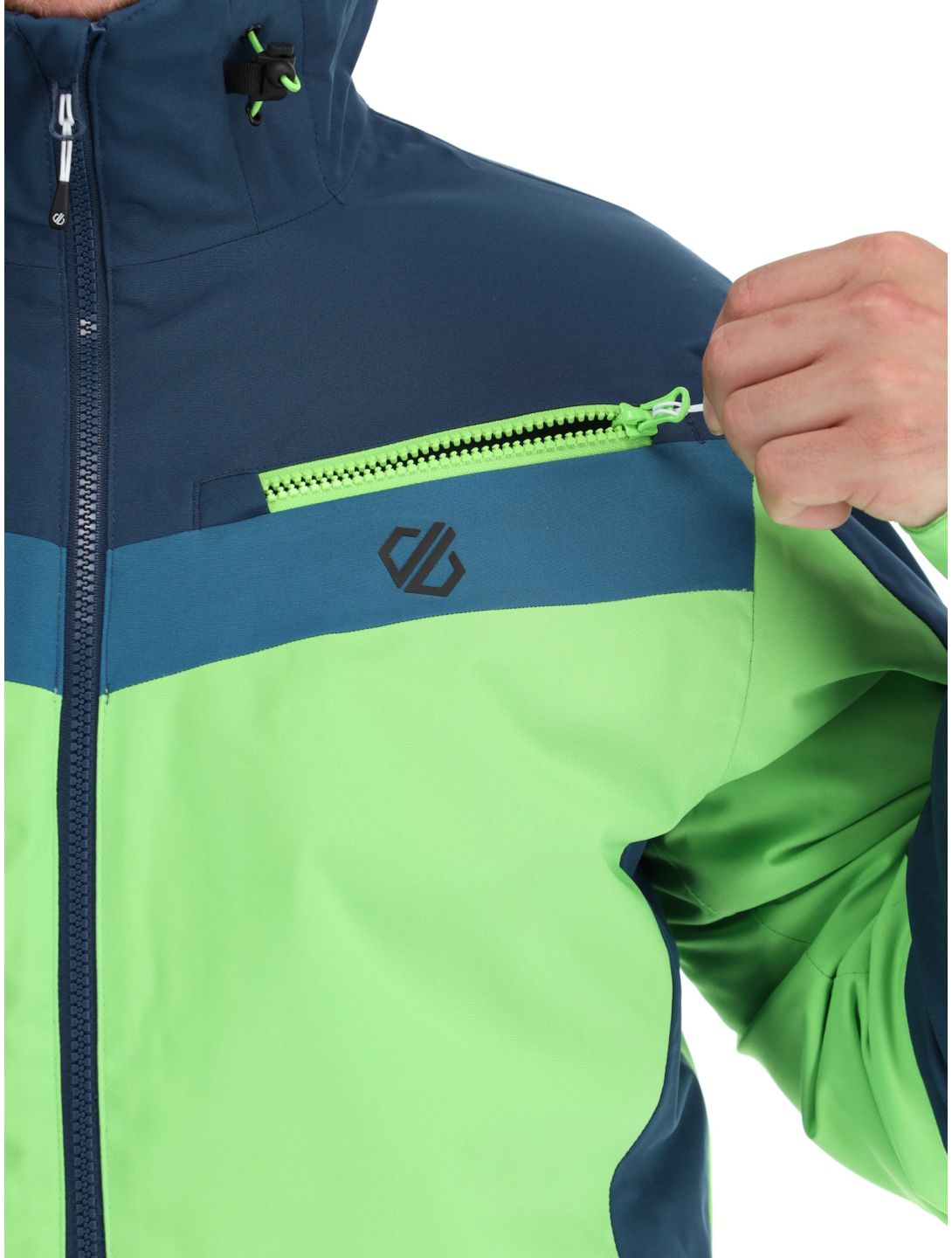 Dare2b, Eagly II chaqueta de esquí hombres Moonlight Denim / Green Flash azul, verde 