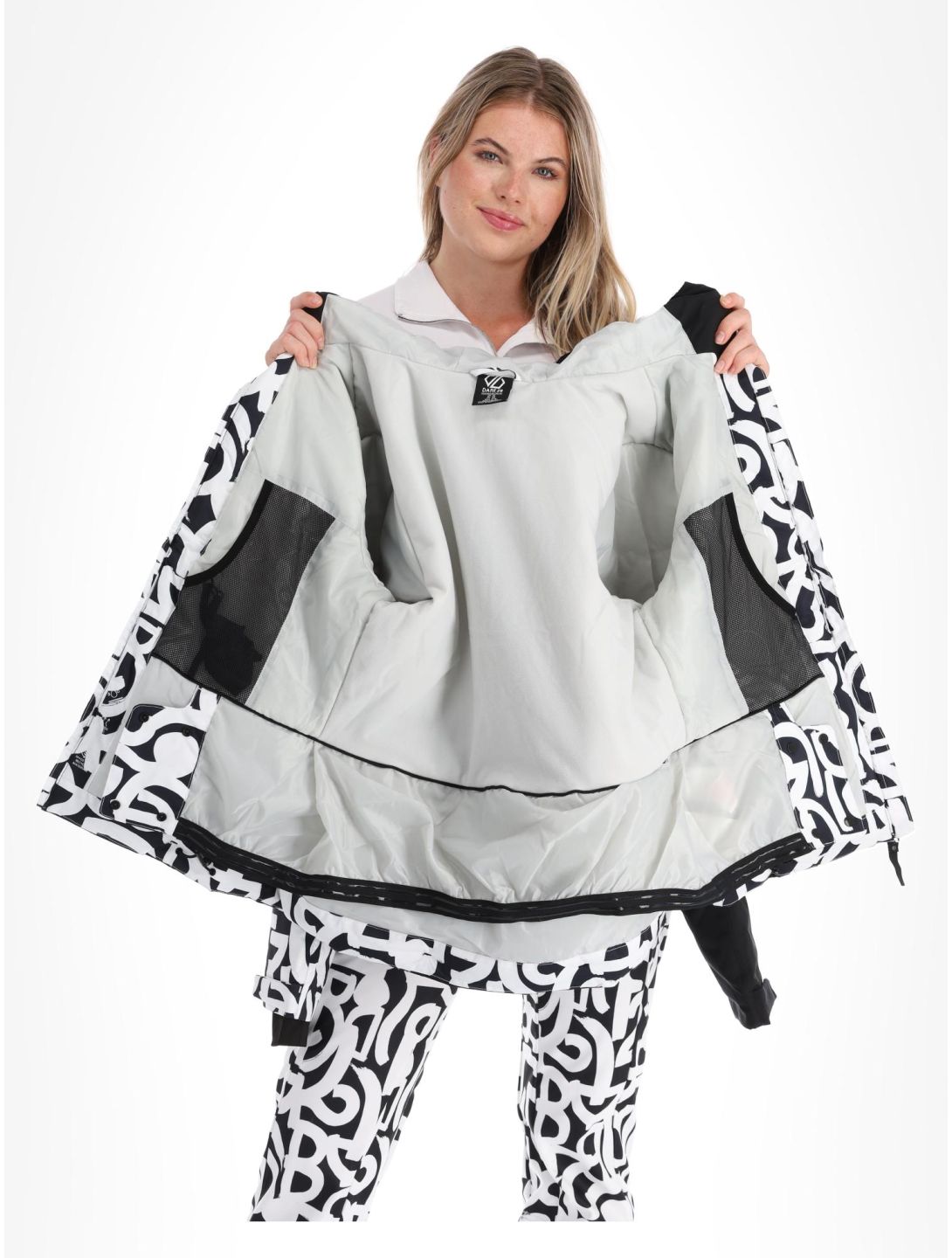 Dare2b, Ice chaqueta de esquí mujeres Black and White Graffiti Print / Black blanco, negro 