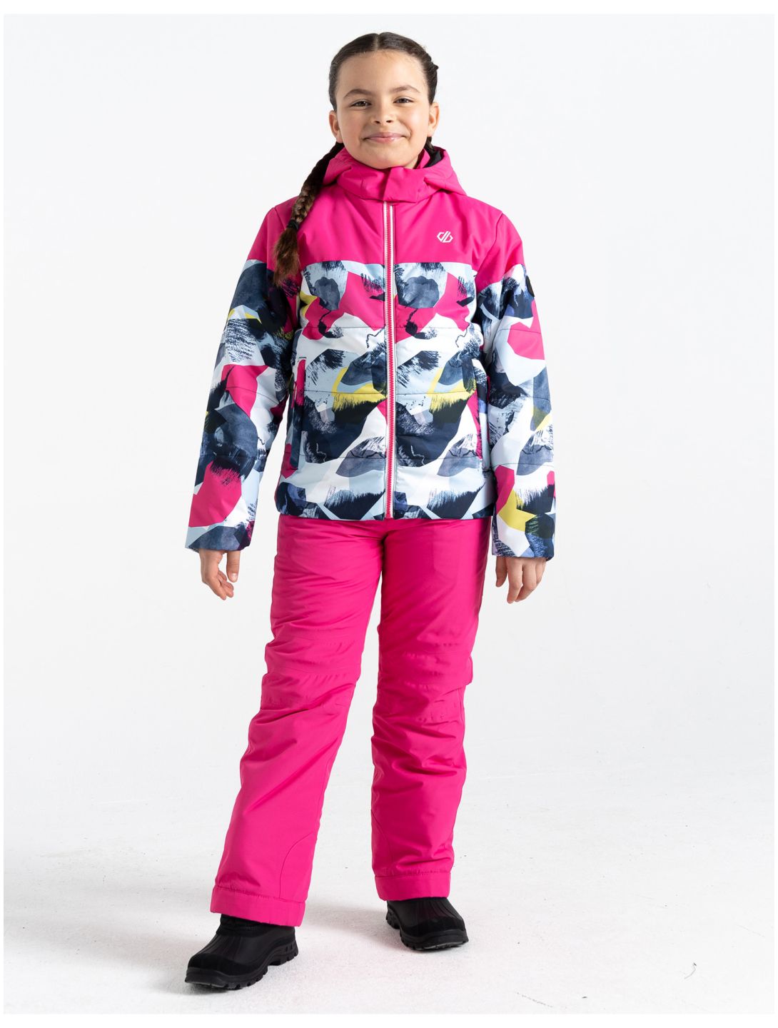 Dare2b, Liftie chaqueta de esquí niños Pure Pink / Quiet Blue Abstract Mountain Print azul, rosa 