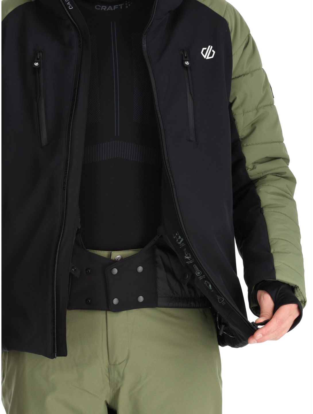 Dare2b, Speed chaqueta de esquí softshell hombres Olivine Green / Black negro, verde 