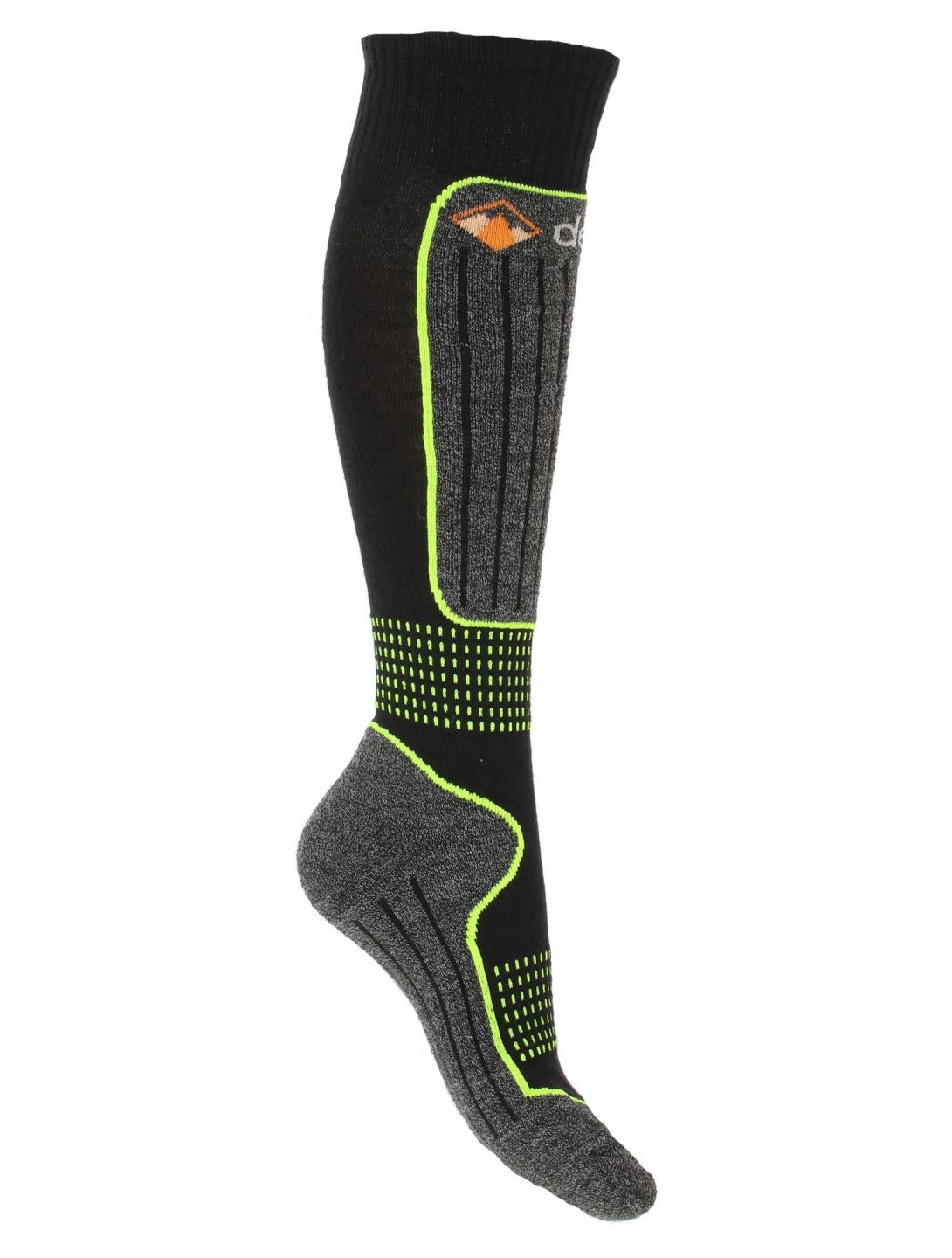 Deluni, Gaia calcetines de esquí unisex Black With Neon Green Lines negro, verde 