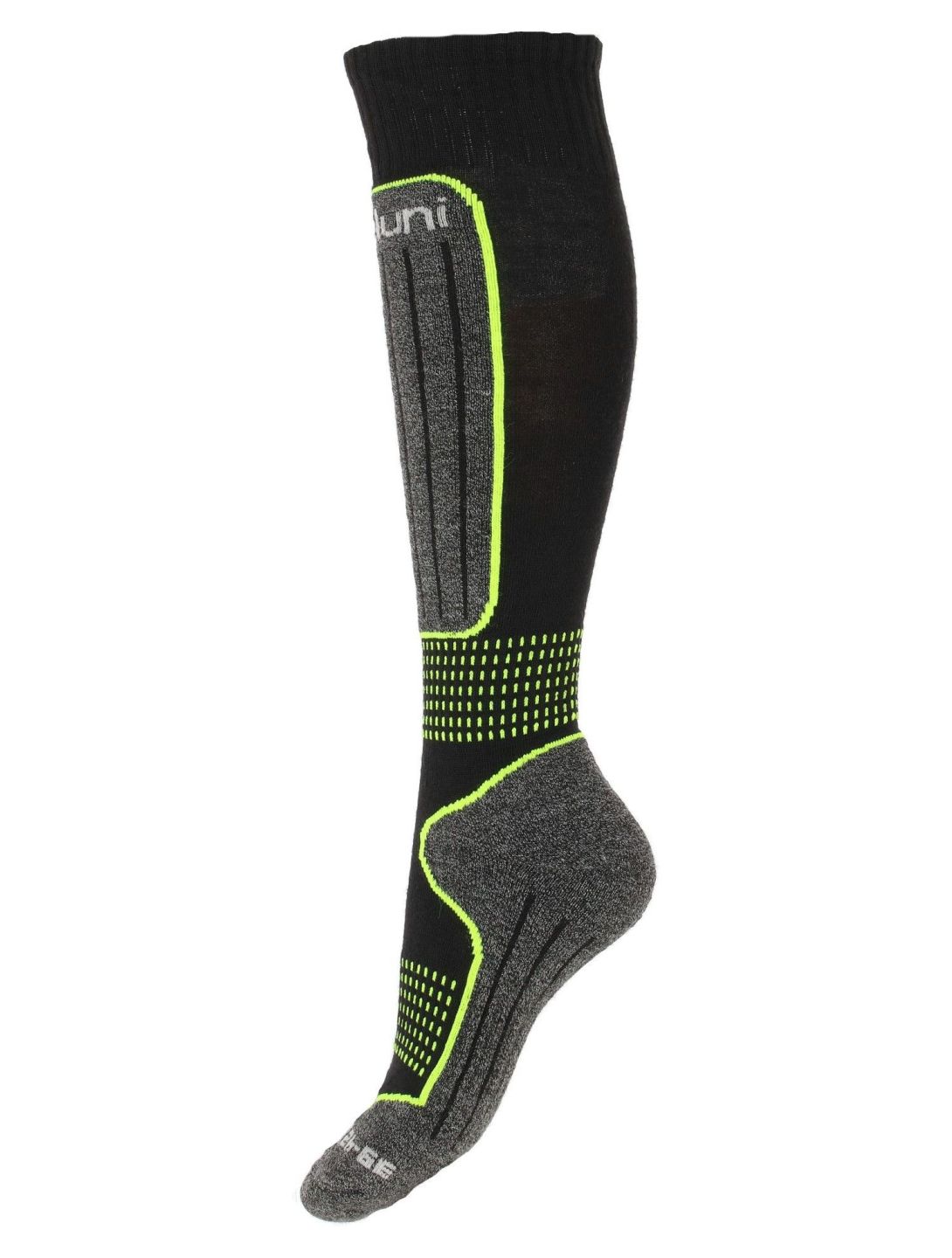 Deluni, Gaia calcetines de esquí unisex Black With Neon Green Lines negro, verde 