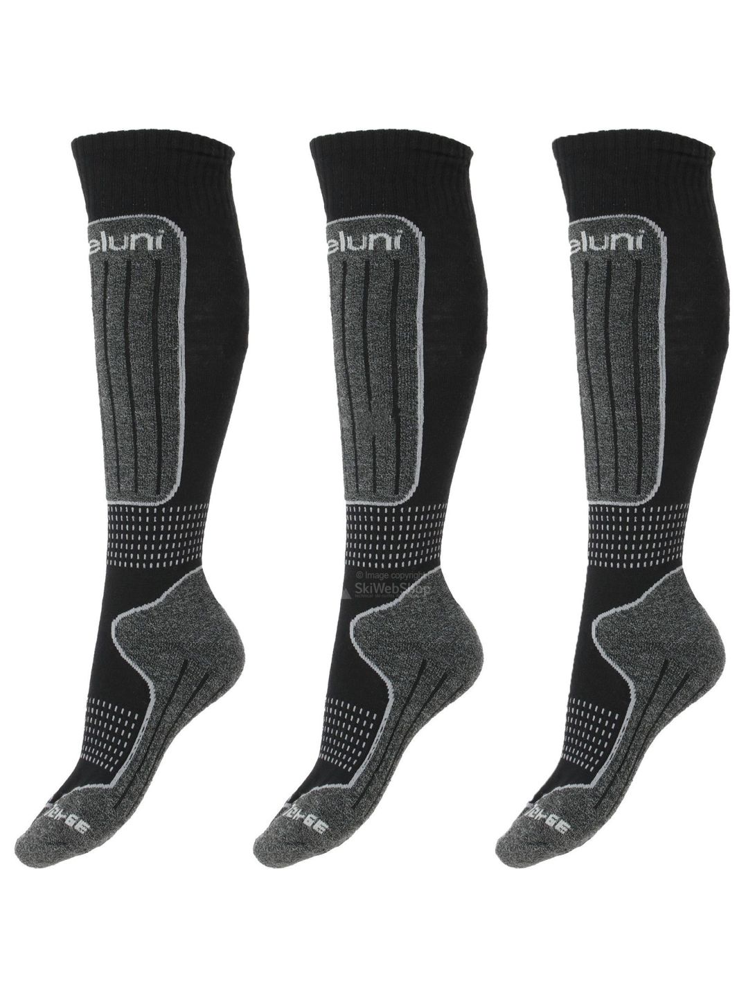 Deluni, Luca 3 Pair calcetines de esquí 3 pares niños Black With Grey Lines gris, negro 