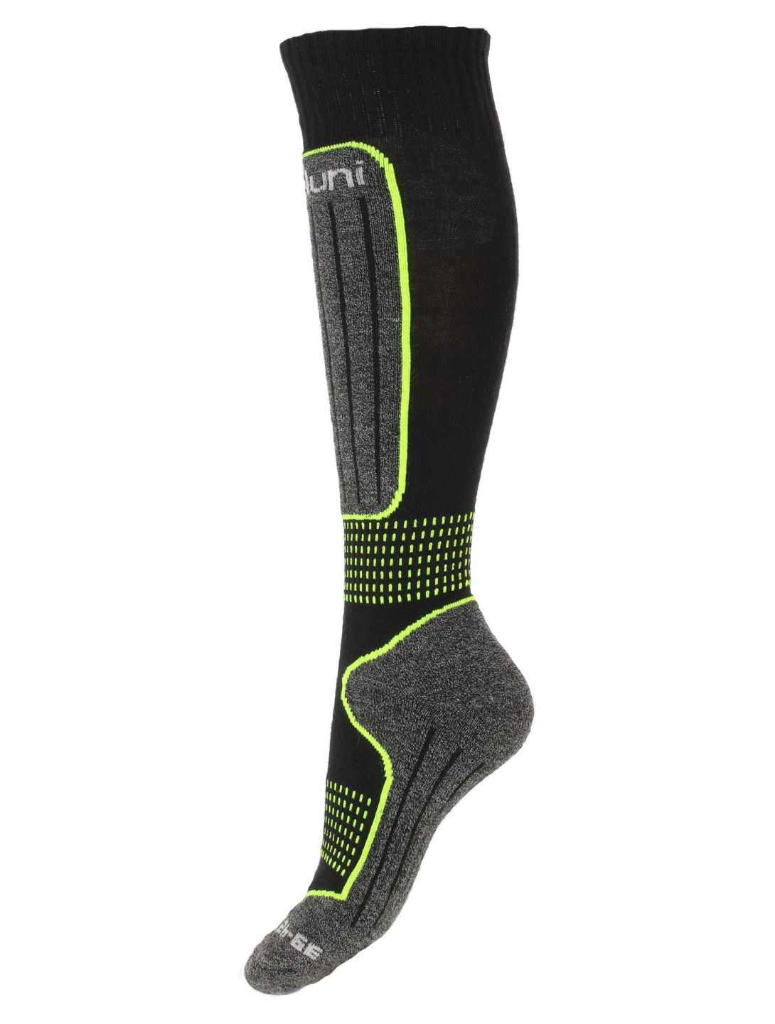 Deluni, Gaia 3 pair calcetines de esquí 3 pares unisex Black With Neon Green Lines negro, verde 