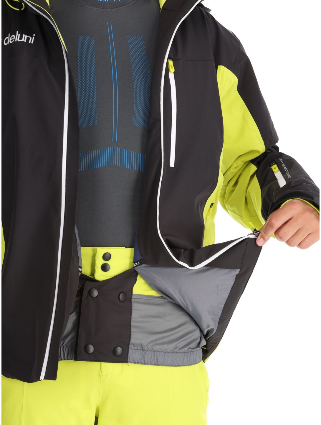 Deluni, Challenger 4 chaqueta de esquí hombres Black / Yellow Lime amarillo, negro 