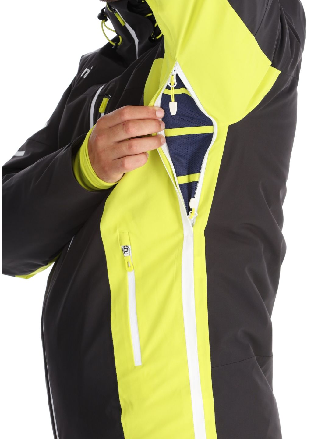 Deluni, Challenger 4 chaqueta de esquí hombres Black / Yellow Lime amarillo, negro 