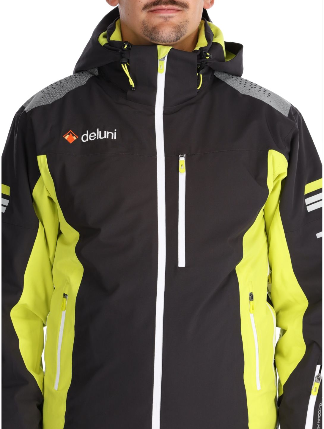 Deluni, Challenger 4 chaqueta de esquí hombres Black / Yellow Lime amarillo, negro 