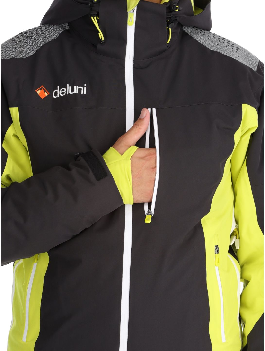 Deluni, Challenger 4 chaqueta de esquí hombres Black / Yellow Lime amarillo, negro 