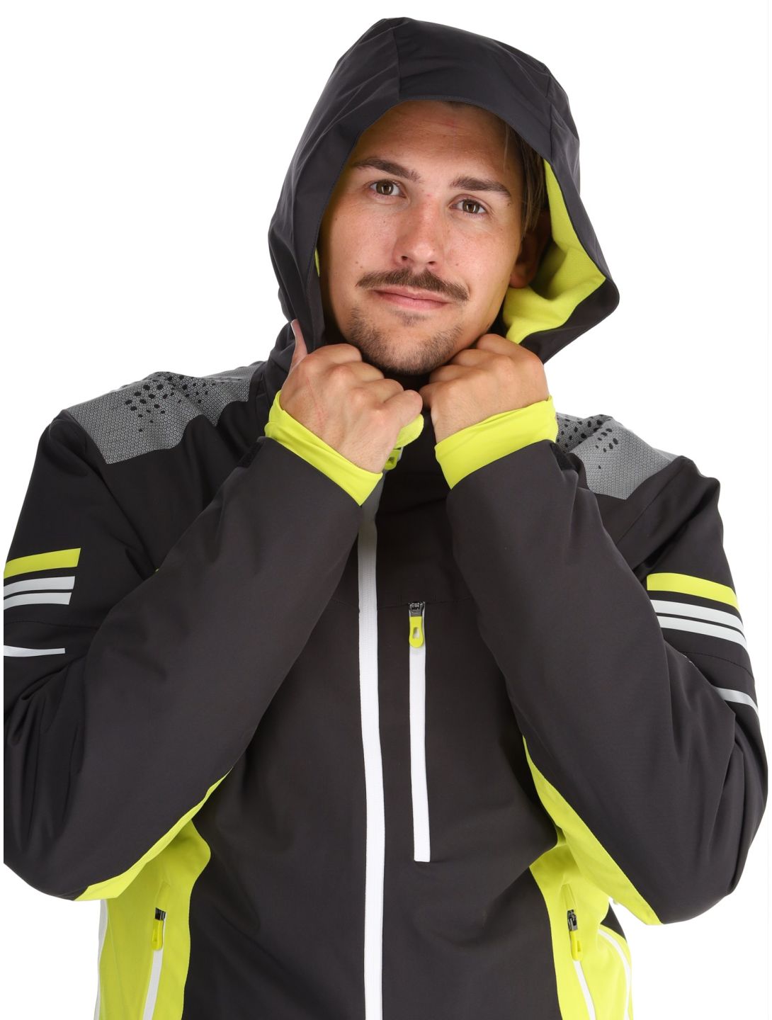 Deluni, Challenger 4 chaqueta de esquí hombres Black / Yellow Lime amarillo, negro 