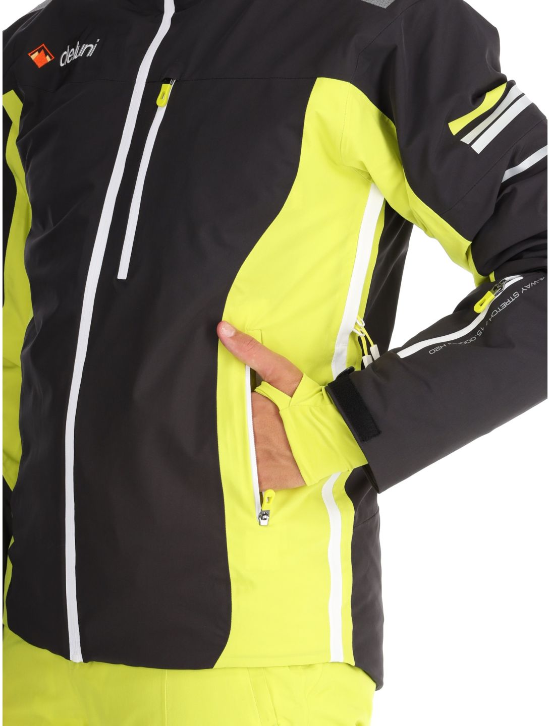 Deluni, Challenger 4 chaqueta de esquí hombres Black / Yellow Lime amarillo, negro 