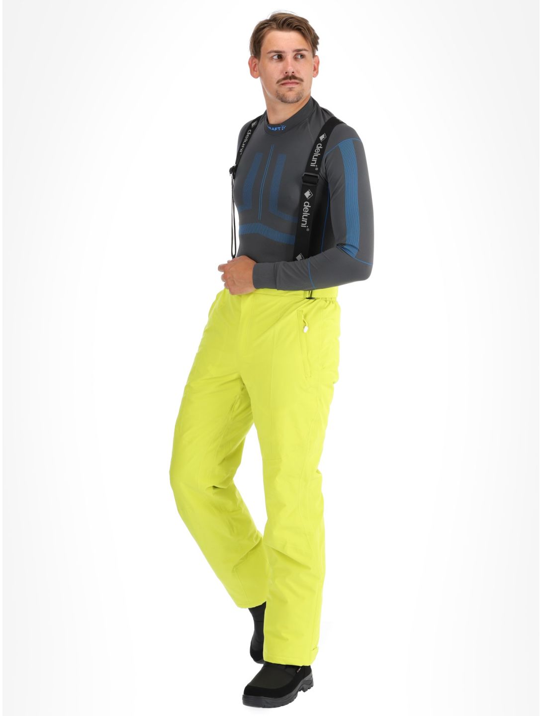 Deluni, Challenger 4 pantalones de esquí hombres Yellow Lime amarillo 