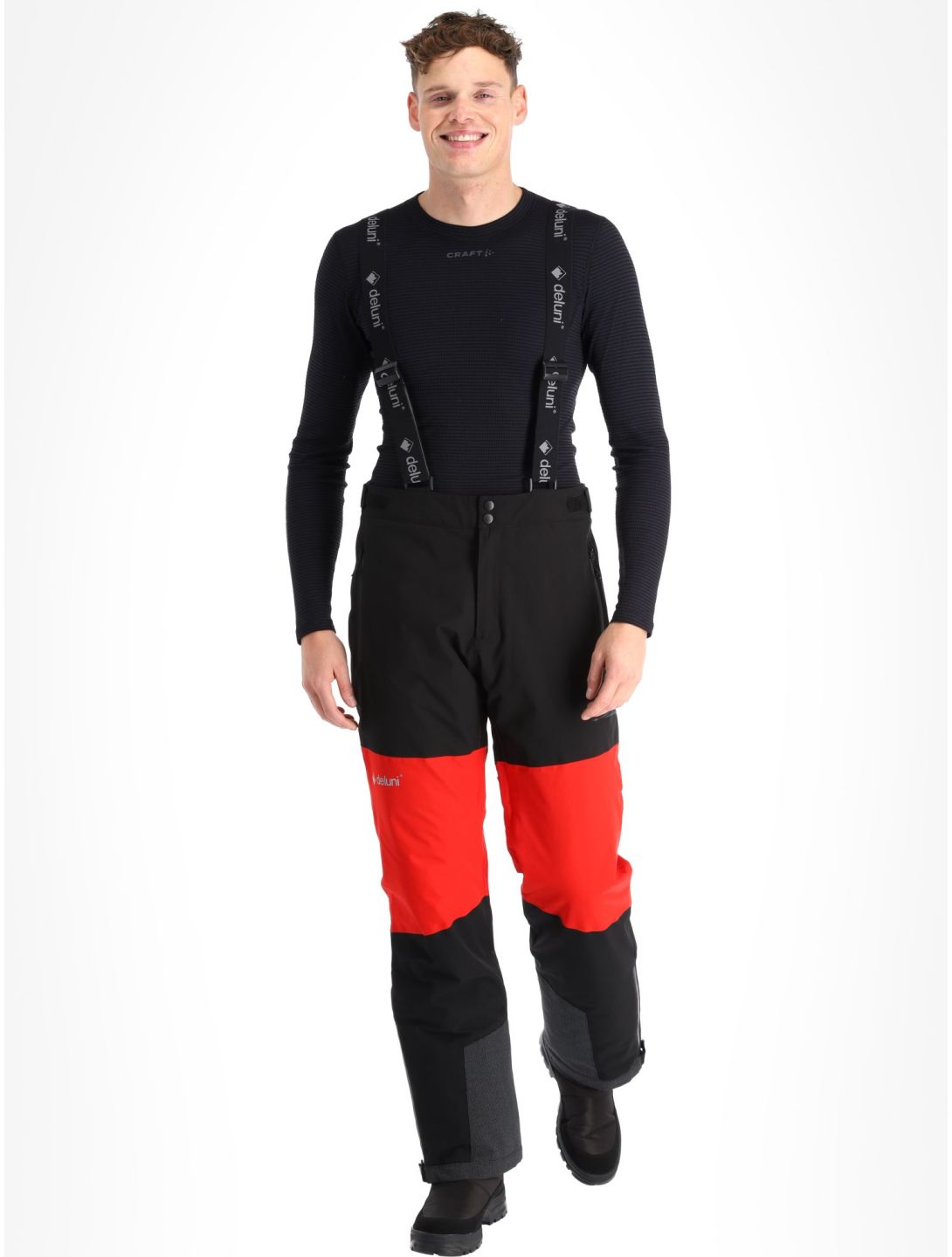 Deluni, Icerocker Pro pantalones de esquí hombres Black / Red negro, rojo 