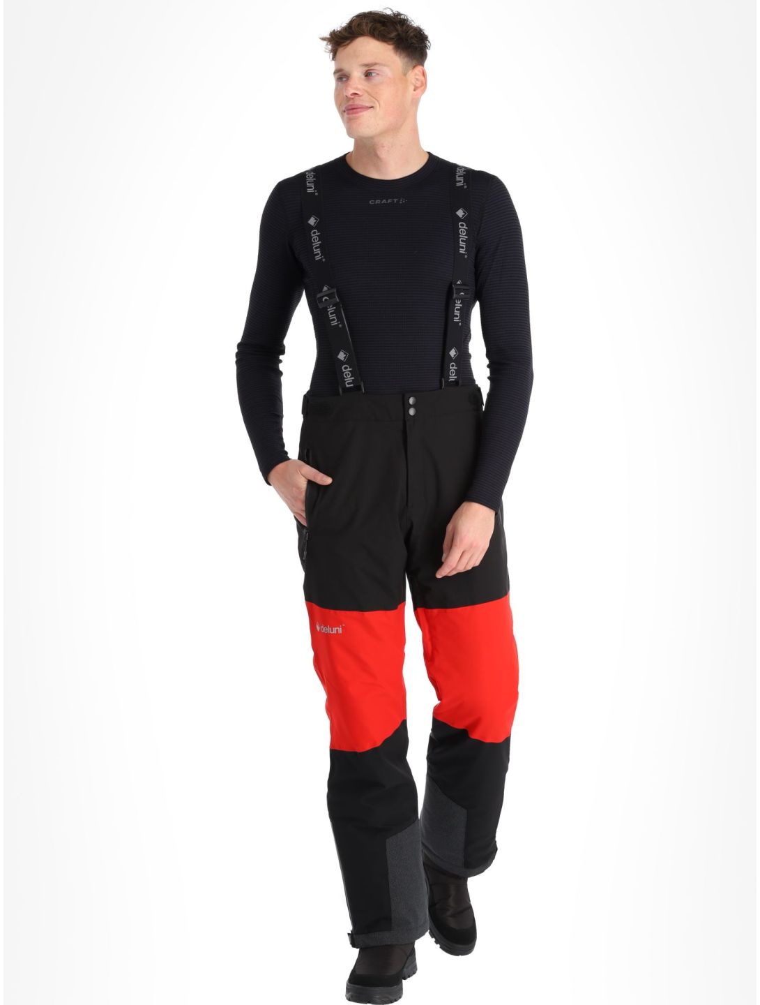 Deluni, Icerocker Pro pantalones de esquí hombres Black / Red negro, rojo 