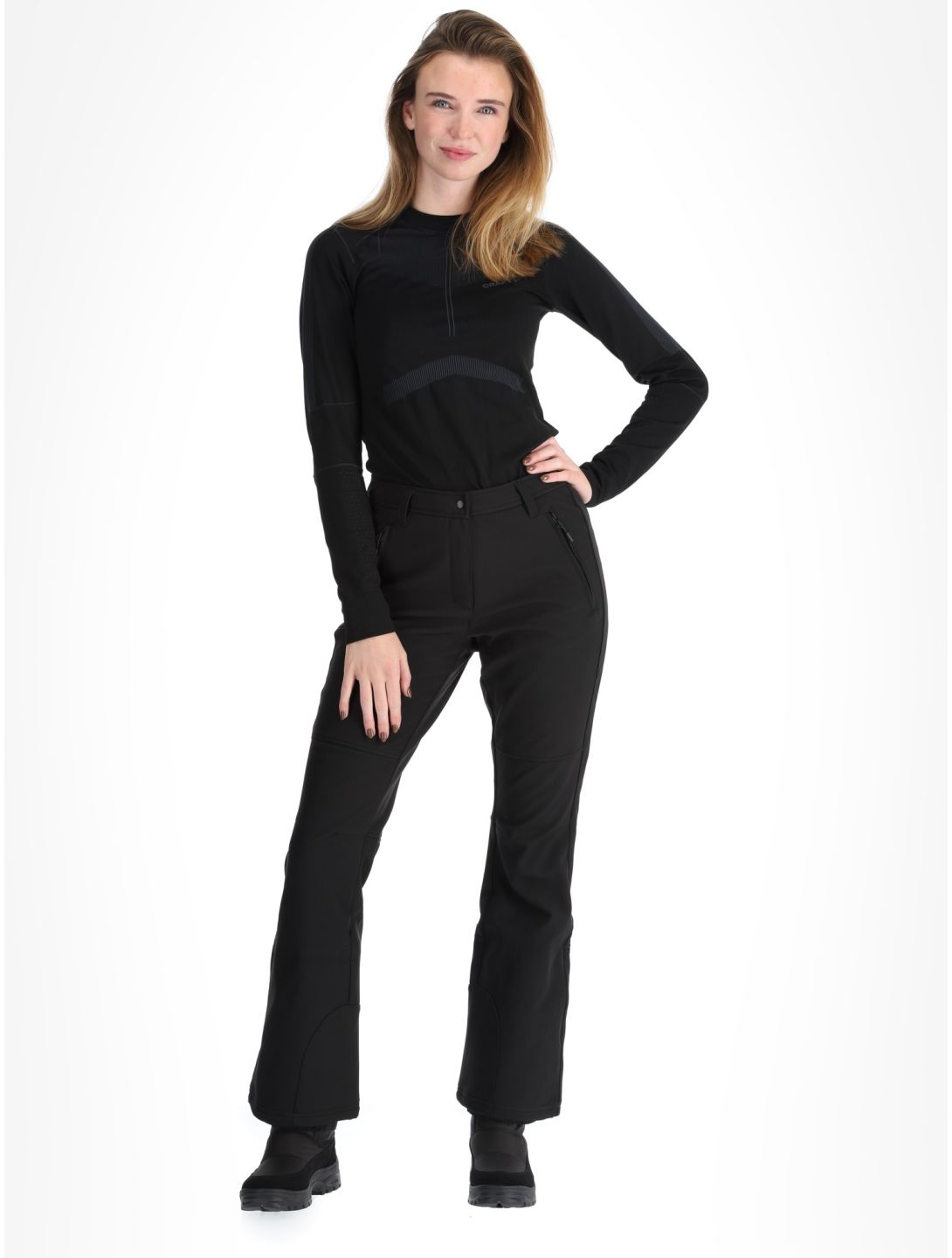 Deluni, Neva pantalones de esquí softshell mujeres Basic Black negro 