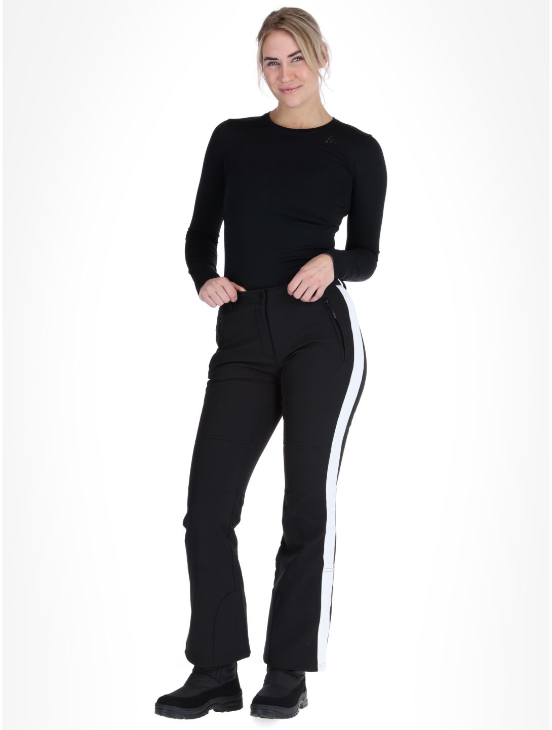 Deluni, Neva pantalones de esquí softshell mujeres Black negro 