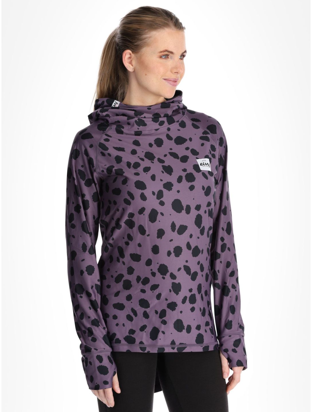 Eivy, Icecold Hood camisa termoactiva mujeres Purple Cheetah negro, púrpura 