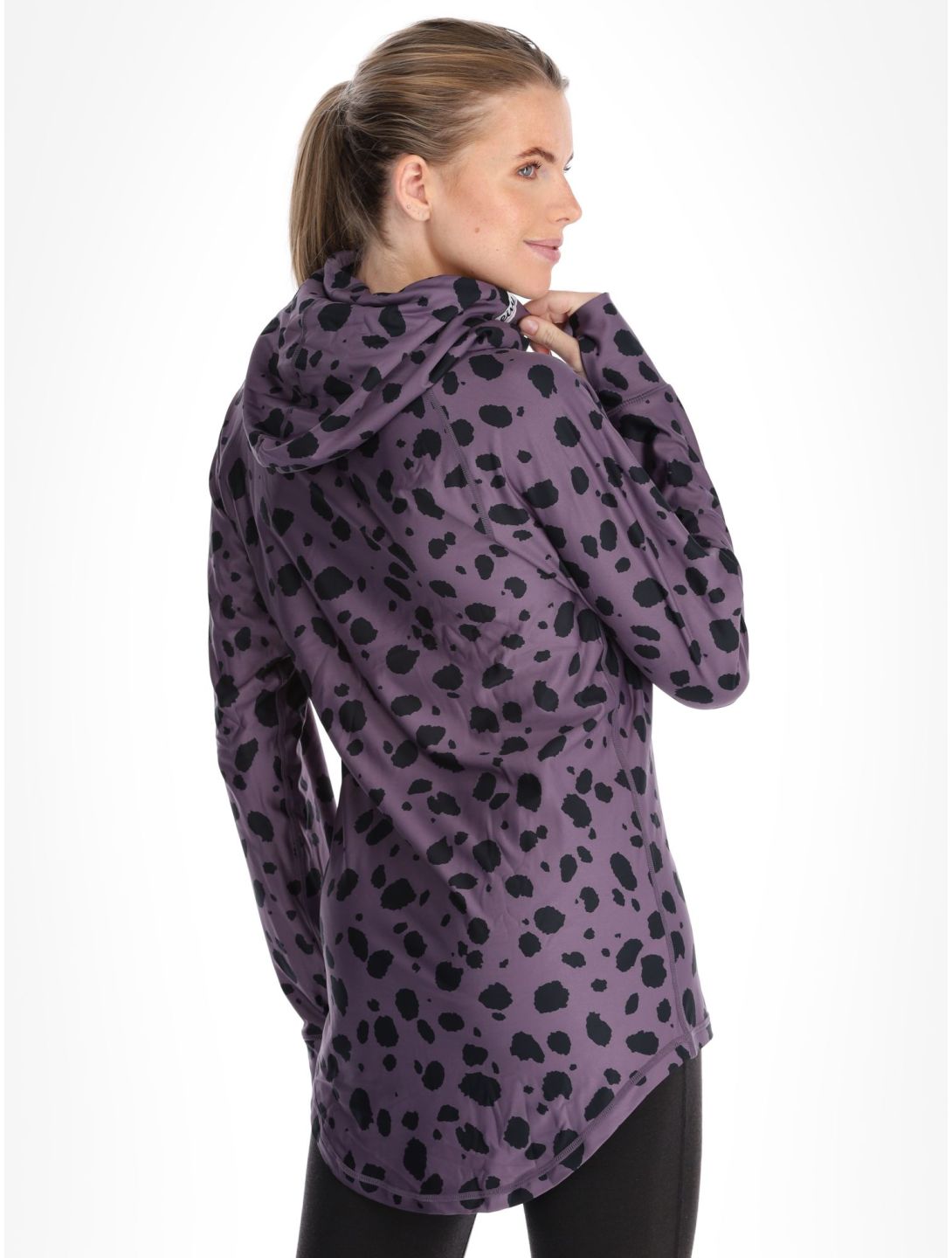 Eivy, Icecold Hood camisa termoactiva mujeres Purple Cheetah negro, púrpura 