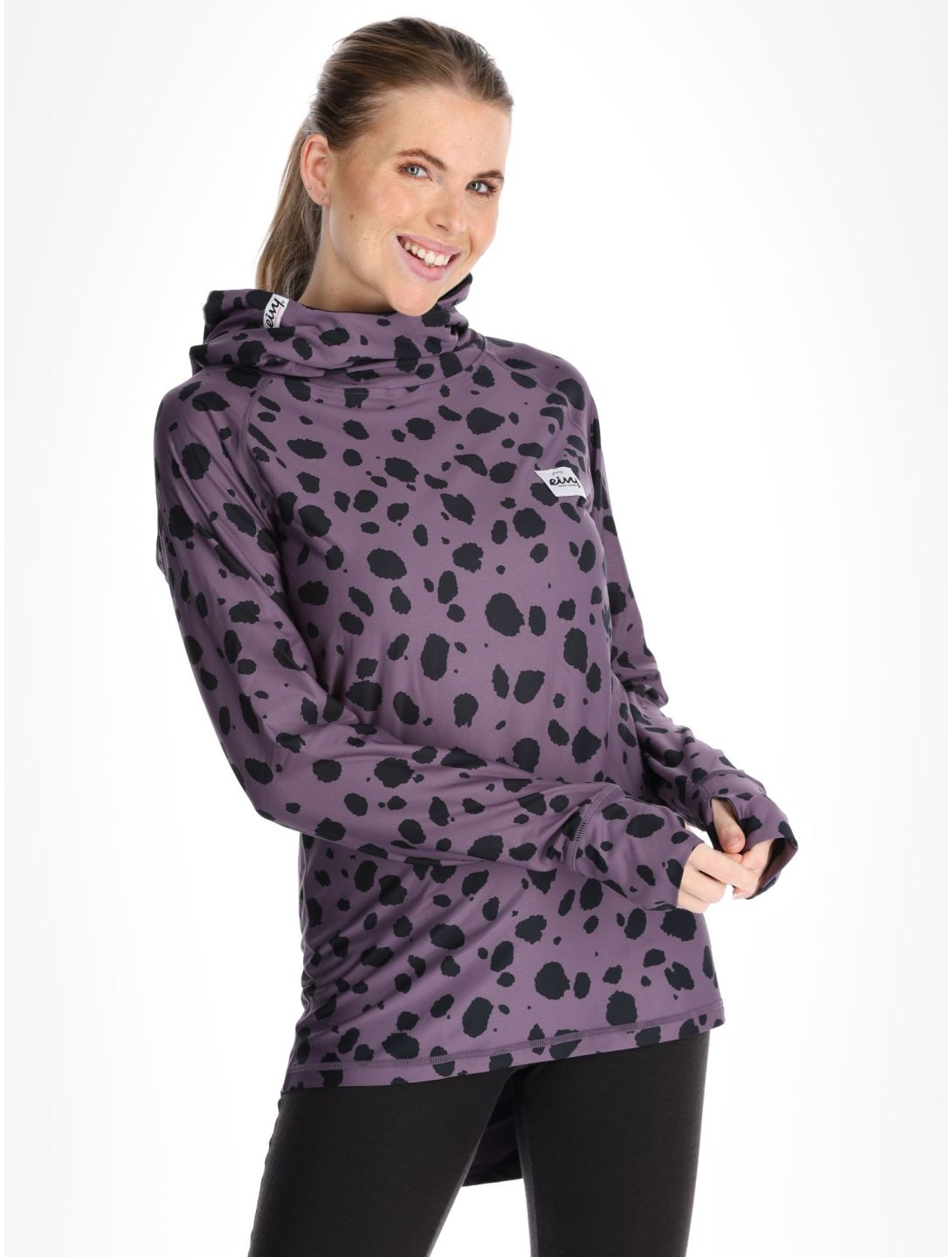 Eivy, Icecold Hood camisa termoactiva mujeres Purple Cheetah negro, púrpura 