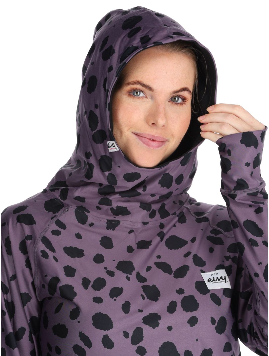 Eivy, Icecold Hood camisa termoactiva mujeres Purple Cheetah negro, púrpura 