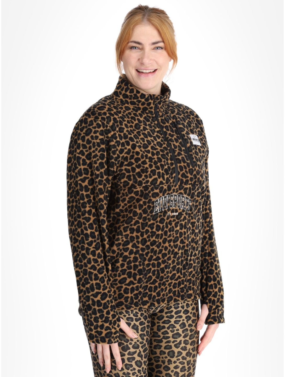 Eivy, Techlight Halfzip Fleece sudadera mujeres Leopard marrón 