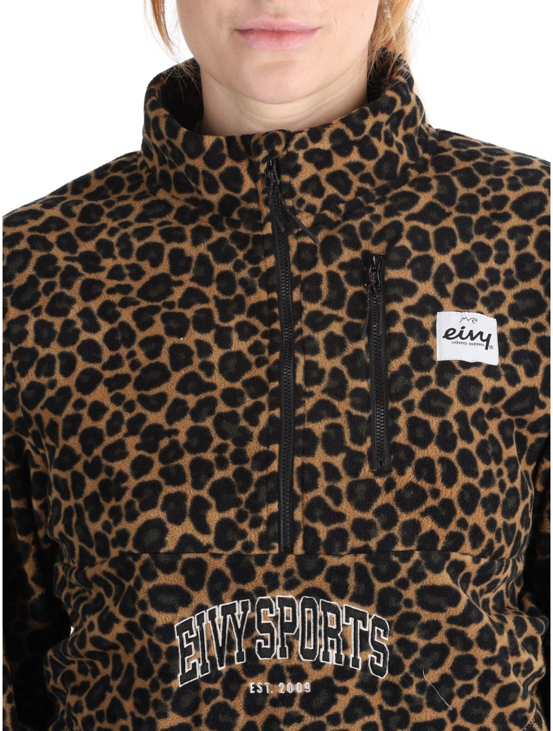 Eivy, Techlight Halfzip Fleece sudadera mujeres Leopard marrón 