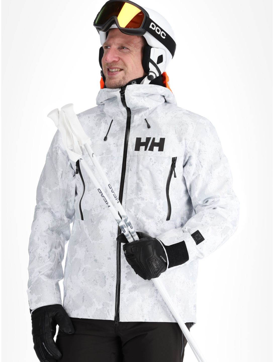 Helly Hansen, Sogn Shell 2.0 chaqueta de esquí hardshell hombres Grey Fog Snow Camo AOP blanco, gris 