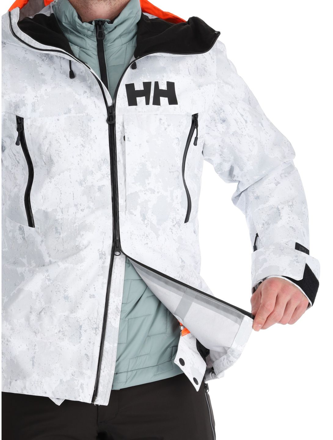 Helly Hansen, Sogn Shell 2.0 chaqueta de esquí hardshell hombres Grey Fog Snow Camo AOP blanco, gris 