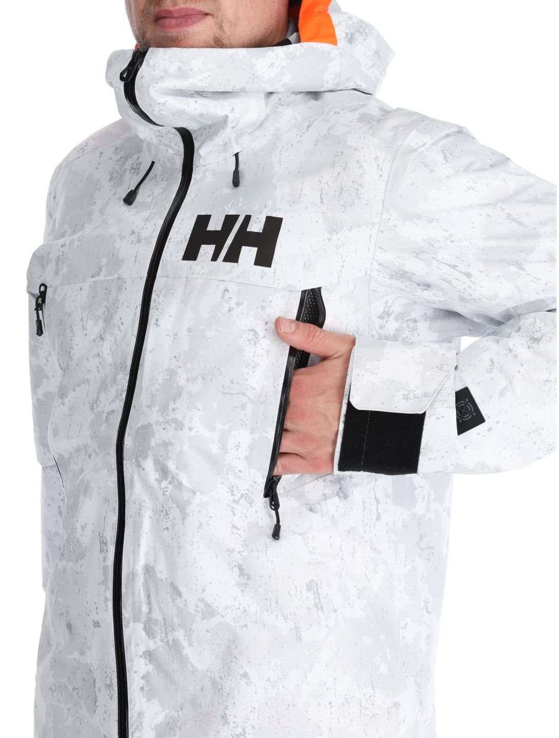 Helly Hansen, Sogn Shell 2.0 chaqueta de esquí hardshell hombres Grey Fog Snow Camo AOP blanco, gris 