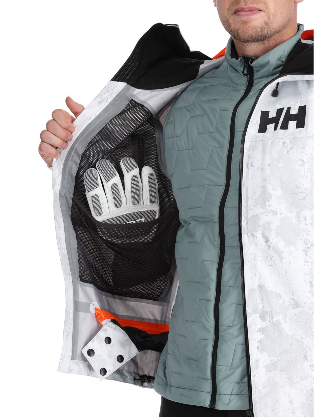 Helly Hansen, Sogn Shell 2.0 chaqueta de esquí hardshell hombres Grey Fog Snow Camo AOP blanco, gris 