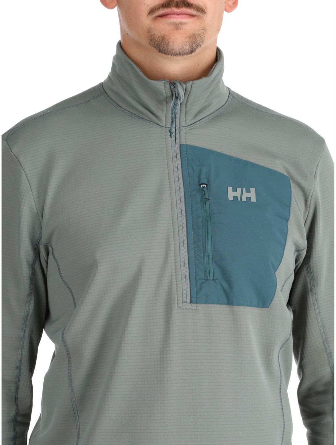 Helly Hansen, Versalite 1/2 Zip jersey hombres Grey Cactus gris, verde 