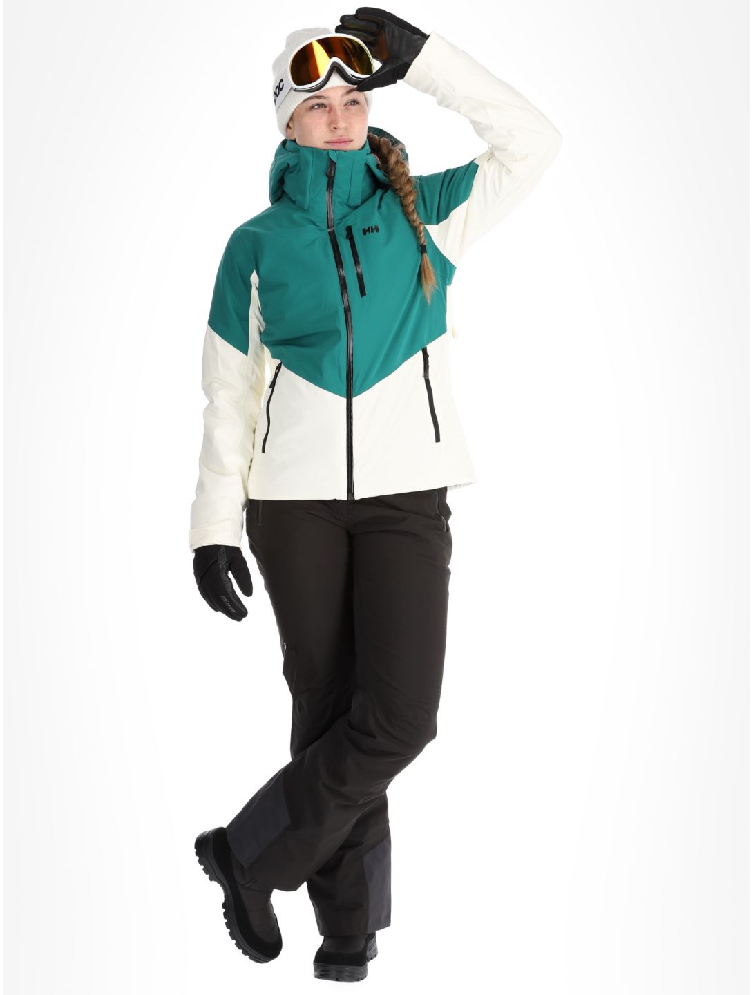 Helly Hansen, W Alphelia chaqueta de esquí mujeres Emerald Snow blanco, verde 