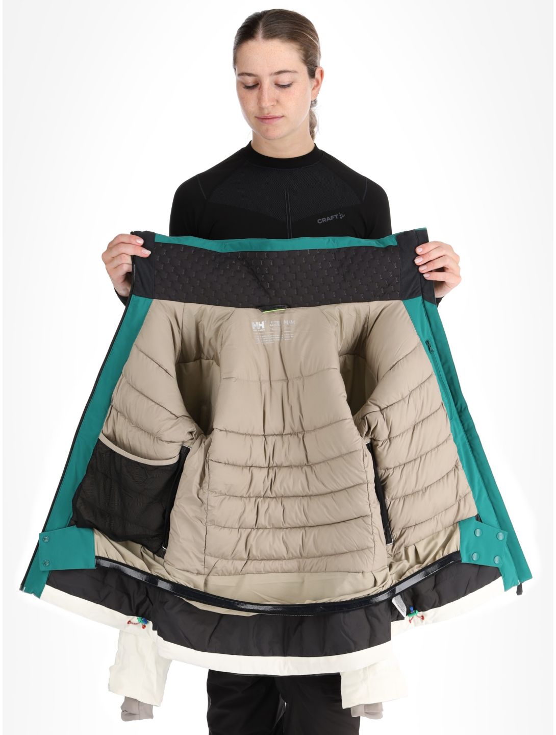 Helly Hansen, W Alphelia chaqueta de esquí mujeres Emerald Snow blanco, verde 