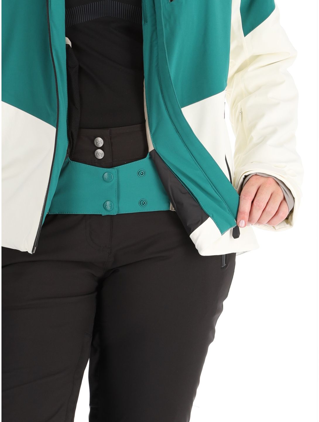 Helly Hansen, W Alphelia chaqueta de esquí mujeres Emerald Snow blanco, verde 