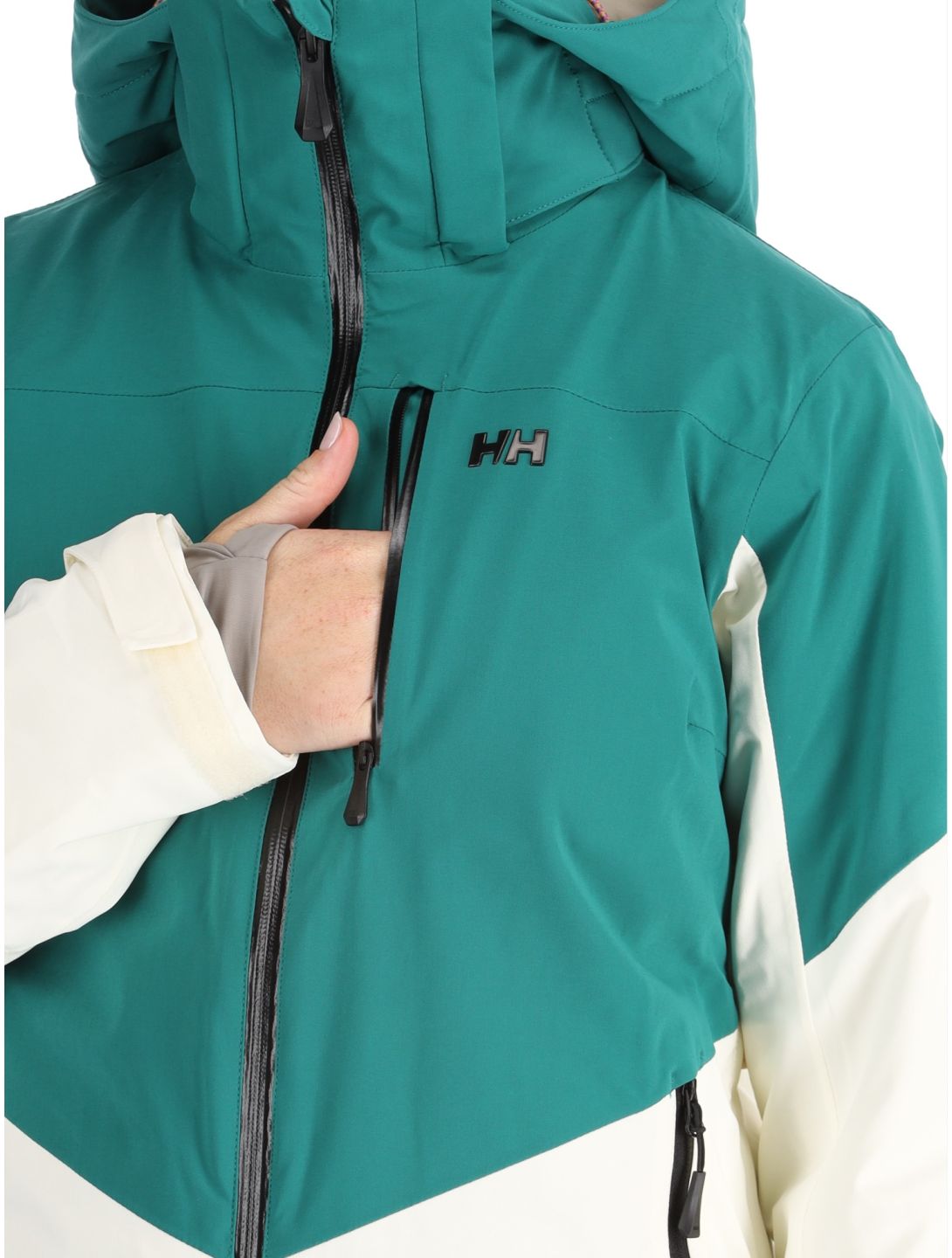 Helly Hansen, W Alphelia chaqueta de esquí mujeres Emerald Snow blanco, verde 