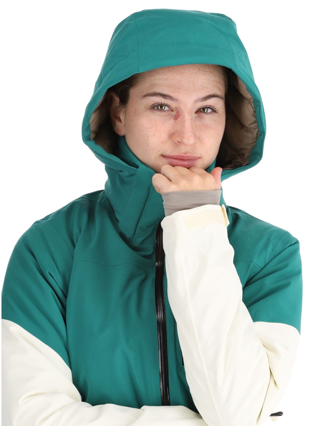 Helly Hansen, W Alphelia chaqueta de esquí mujeres Emerald Snow blanco, verde 