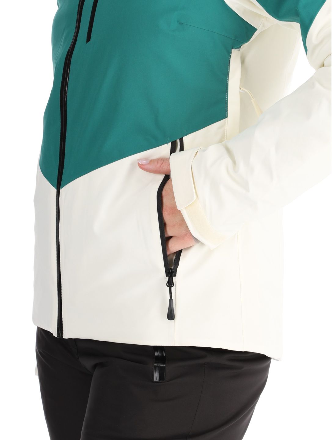 Helly Hansen, W Alphelia chaqueta de esquí mujeres Emerald Snow blanco, verde 