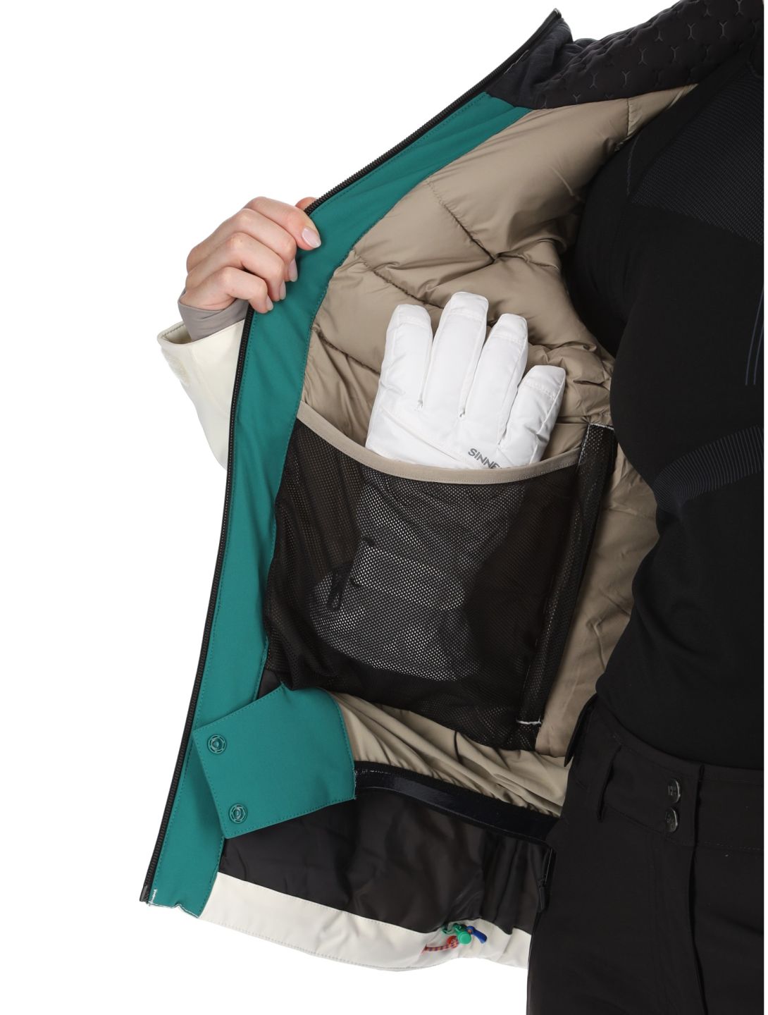 Helly Hansen, W Alphelia chaqueta de esquí mujeres Emerald Snow blanco, verde 