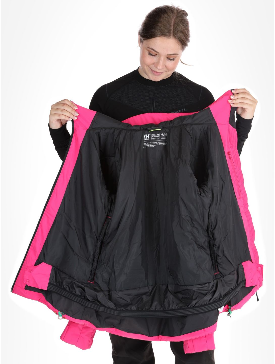 Helly Hansen, W Alpine Insulated chaqueta de esquí mujeres Dragon Fruit Black negro, rosa 