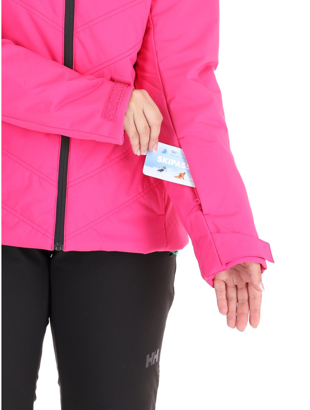 Helly Hansen, W Alpine Insulated chaqueta de esquí mujeres Dragon Fruit Black negro, rosa 