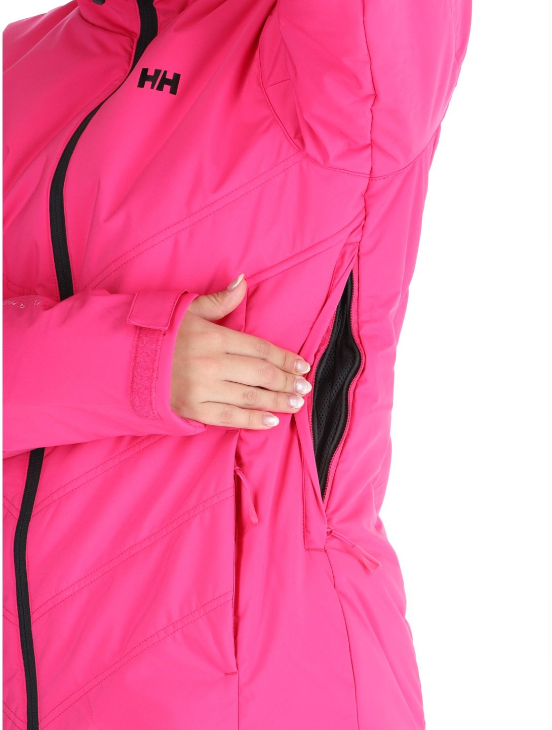 Helly Hansen, W Alpine Insulated chaqueta de esquí mujeres Dragon Fruit Black negro, rosa 