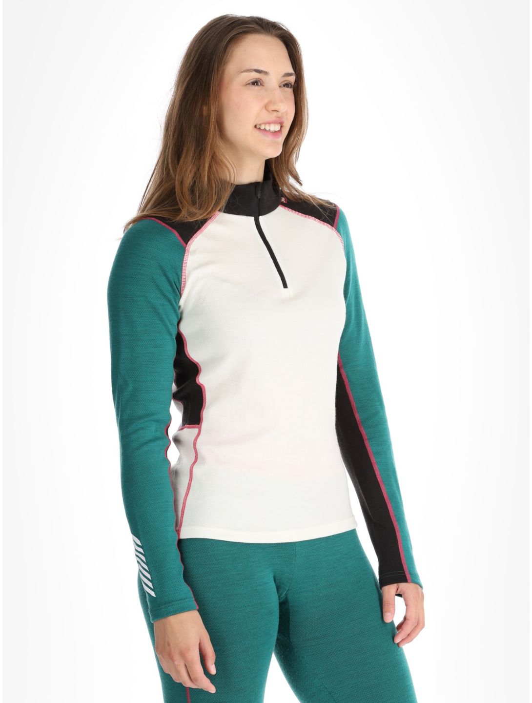 Helly Hansen, W Lifa Merino Midweight 1/2 Zip jersey mujeres Emerald verde 