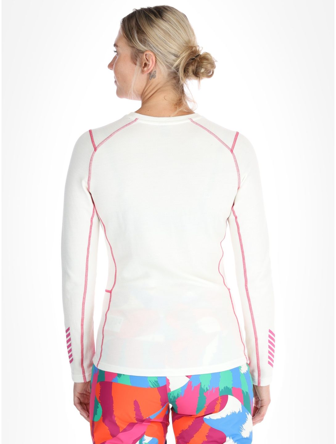 Helly Hansen, W Lifa Merino Midweight Graphics Crew camisa termoactiva mujeres Off White blanco 