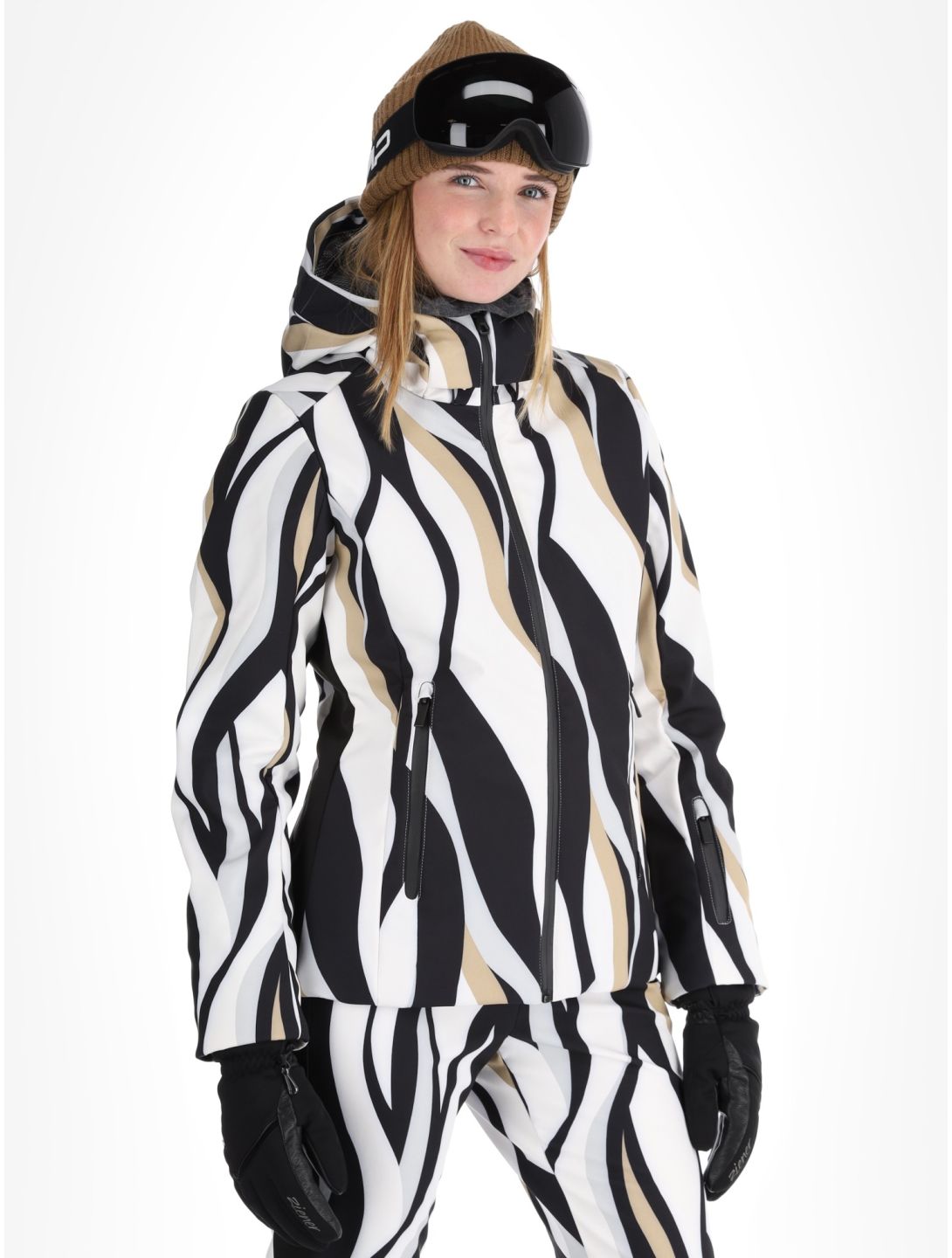 Icepeak, Estancia chaqueta de esquí mujeres Black White blanco, negro 