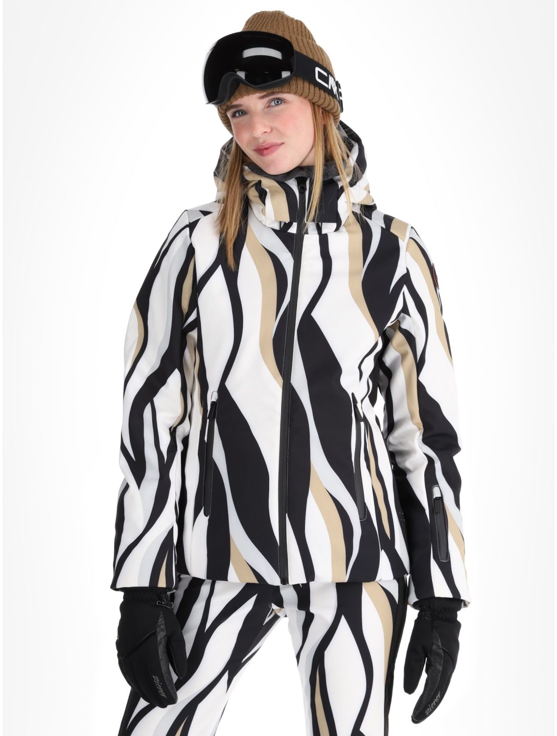 Icepeak, Estancia chaqueta de esquí mujeres Black White blanco, negro 